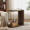 C Shaped End Table Solid Wood Brown Side Table Living Room Bedside Use